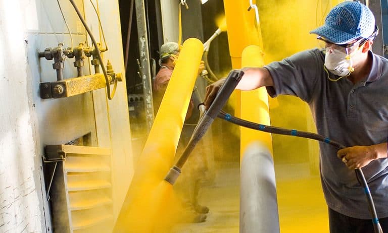 Powder coating application and curing process