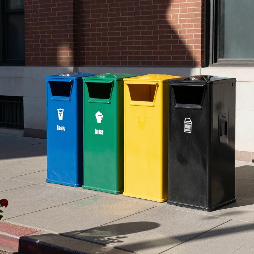 Powder Coating for Waste Bins and Recycling Stations: Color Coding, Durability, and Easy Cleaning