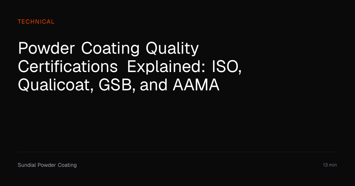 Powder Coating Quality Certifications Explained | Sundial Powder ...